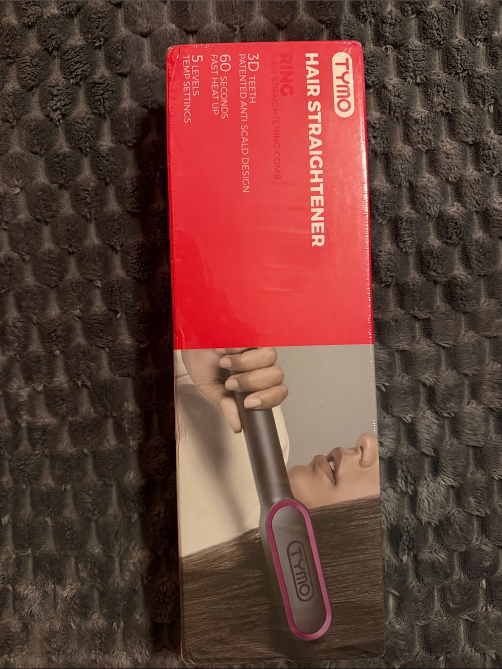 TYMO Hair Straightener brush Black with Pink Accent
